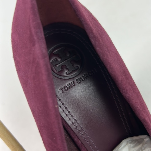 NEW in box Tory Burch Lucia Suede chunky heel merlot Pump - Picture 8 of 8